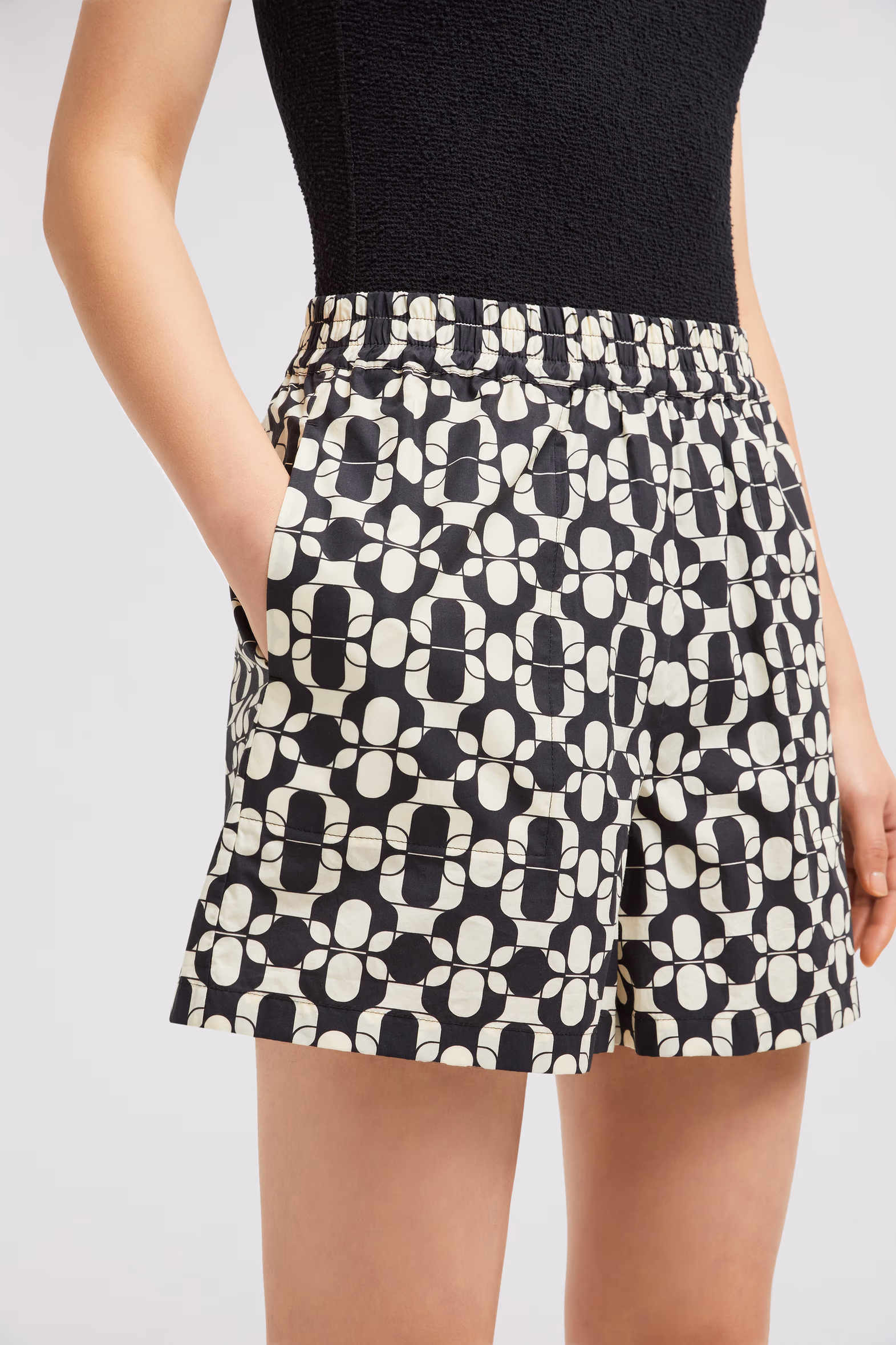 Short en coton à imprimé géométrique Femmes Bleu & Blanc Moncler 6